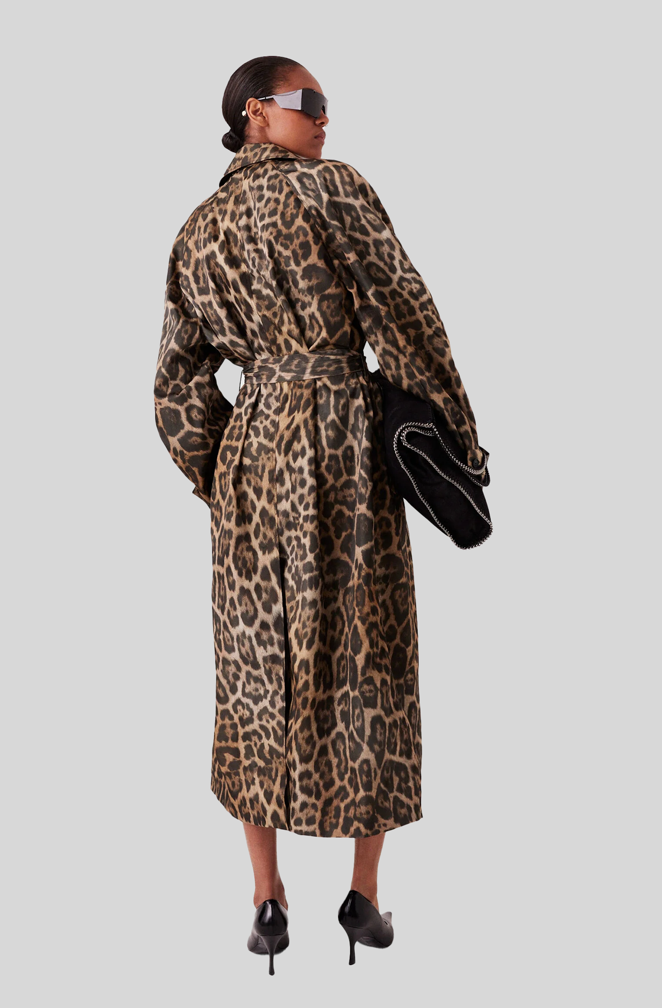 LEOPARD BELTED TRENCH COAT