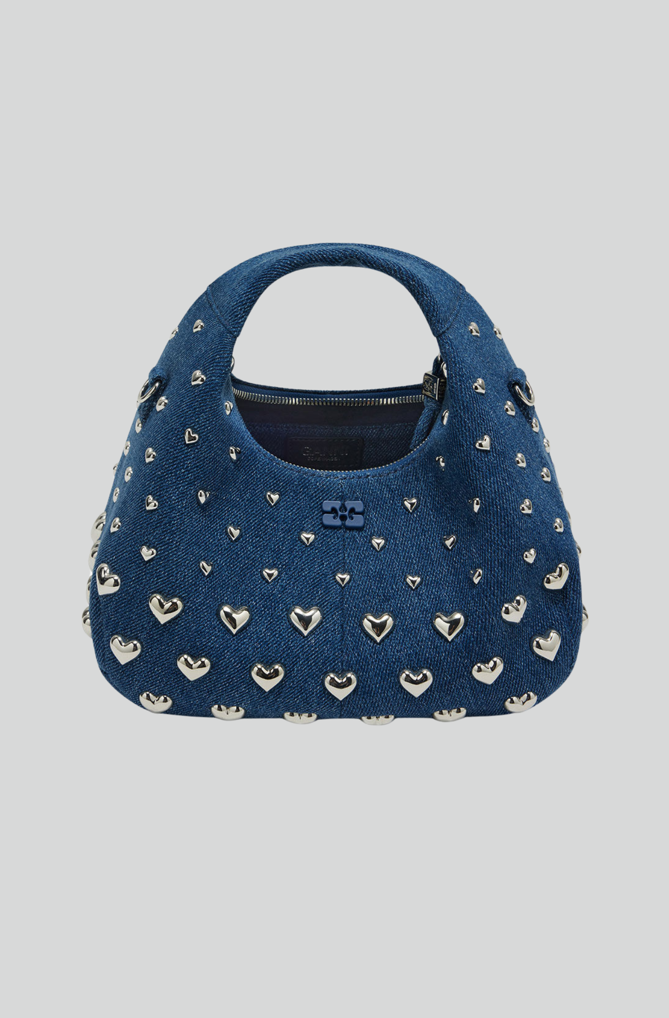 DENIM STUD MINI HOBO BAG