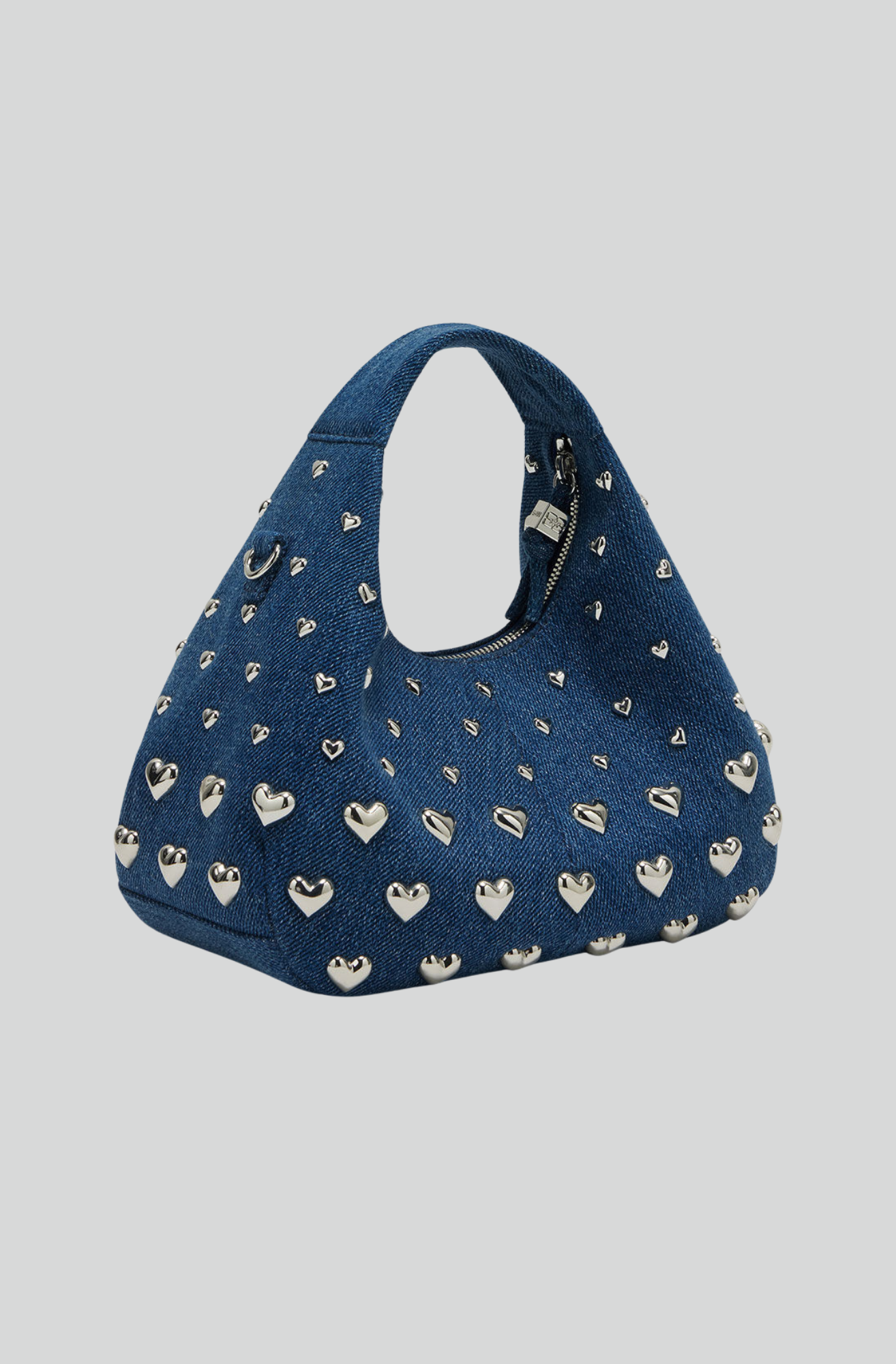 DENIM STUD MINI HOBO BAG