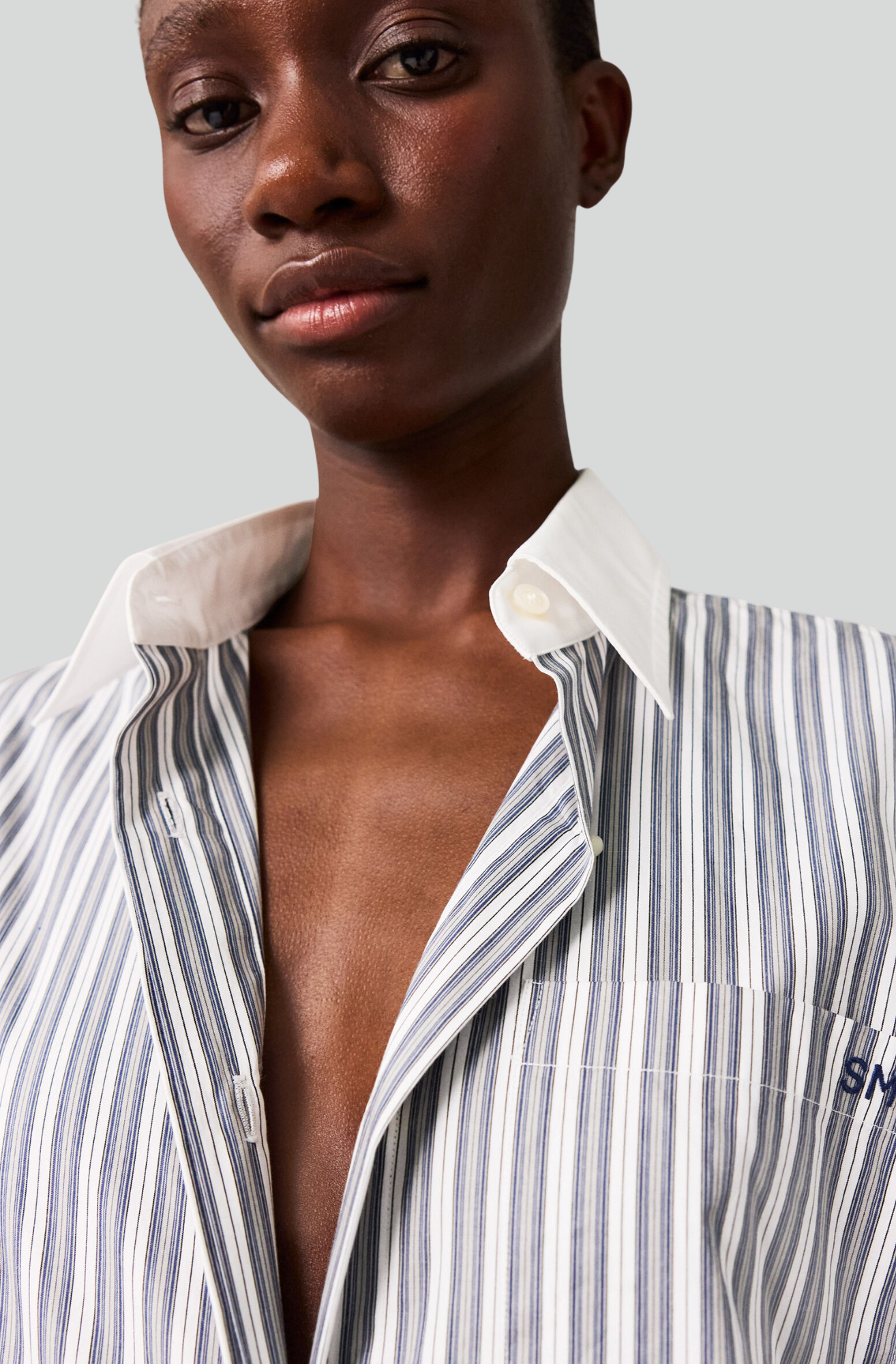 LONG-SLEEVE PINSTRIPE SHIRT DRESS