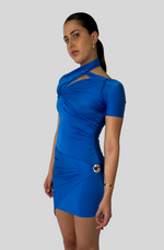 Load image into Gallery viewer, ASYMMETRIC DRAPED JERSEY DRESS

