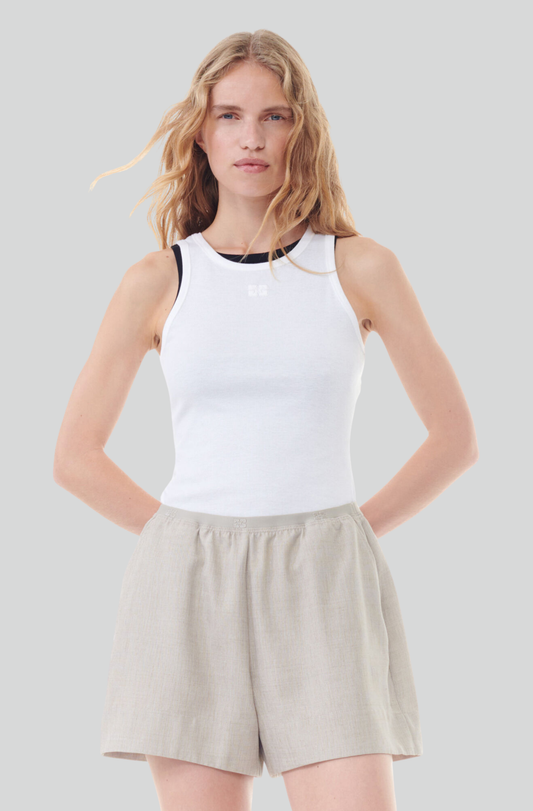 WHITE SOFT COTTON RIB TANK TOP