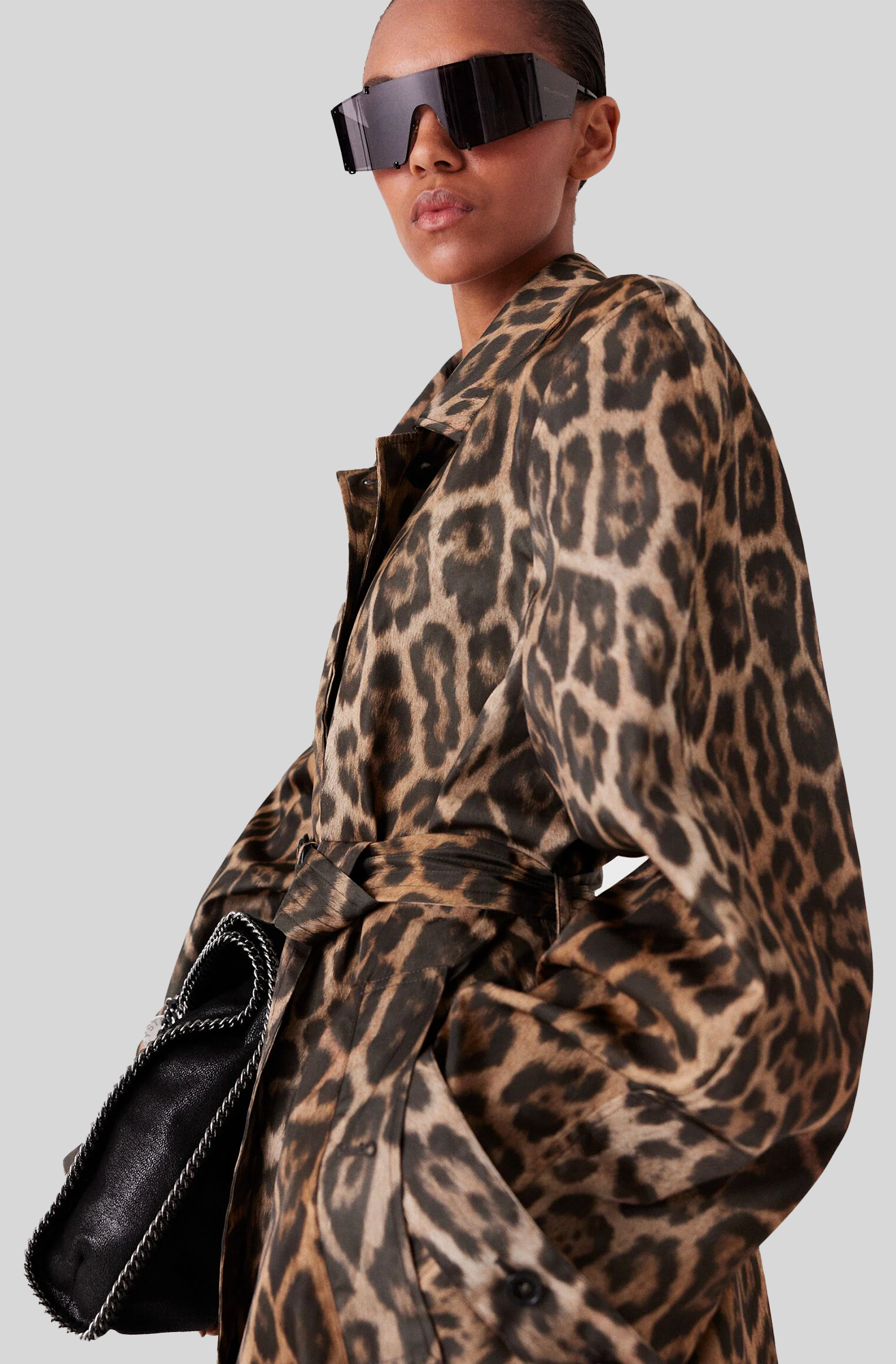 LEOPARD BELTED TRENCH COAT