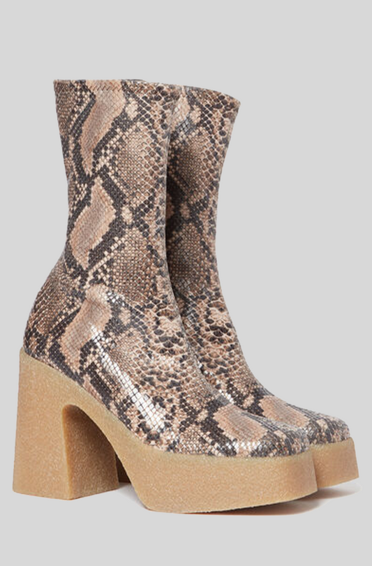 SKYLA ALTER PYTHON CHUNKY PLATFORM ANKLE BOOTS