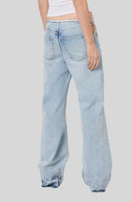 Load image into Gallery viewer, DIAMANTÉ STAR WIDE LEG JEAN
