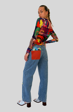 Load image into Gallery viewer, ALL OVER FLOWER POTS DENIM JEANS
