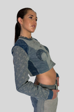 Load image into Gallery viewer, REGENERATED DENIM CROPPED JACKET

