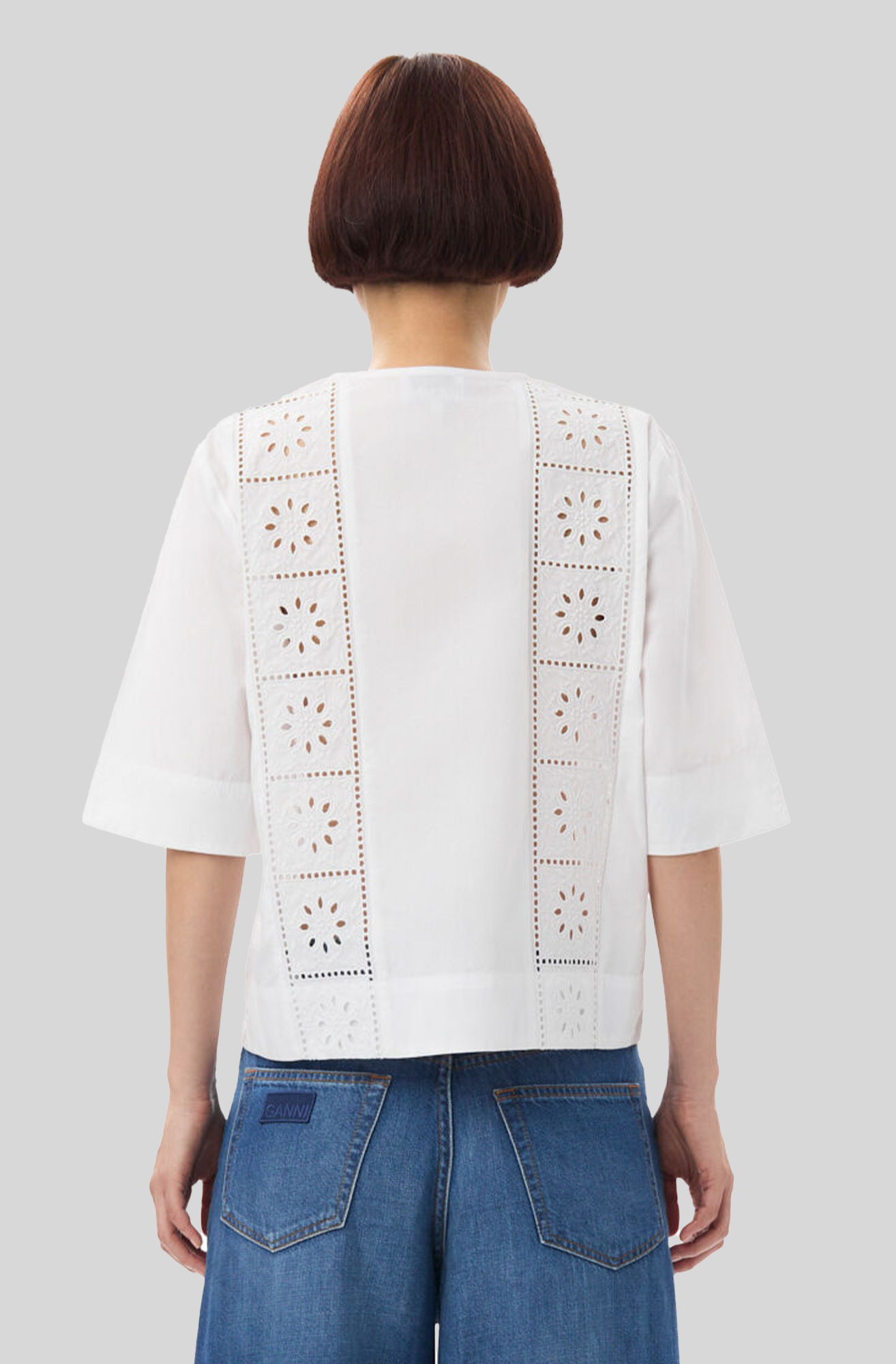 BRODERIE ANGLAISE TIE BLOUSE