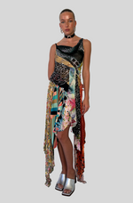 Load image into Gallery viewer, REGENERATED SILK SCARVES STRAP DRESS
