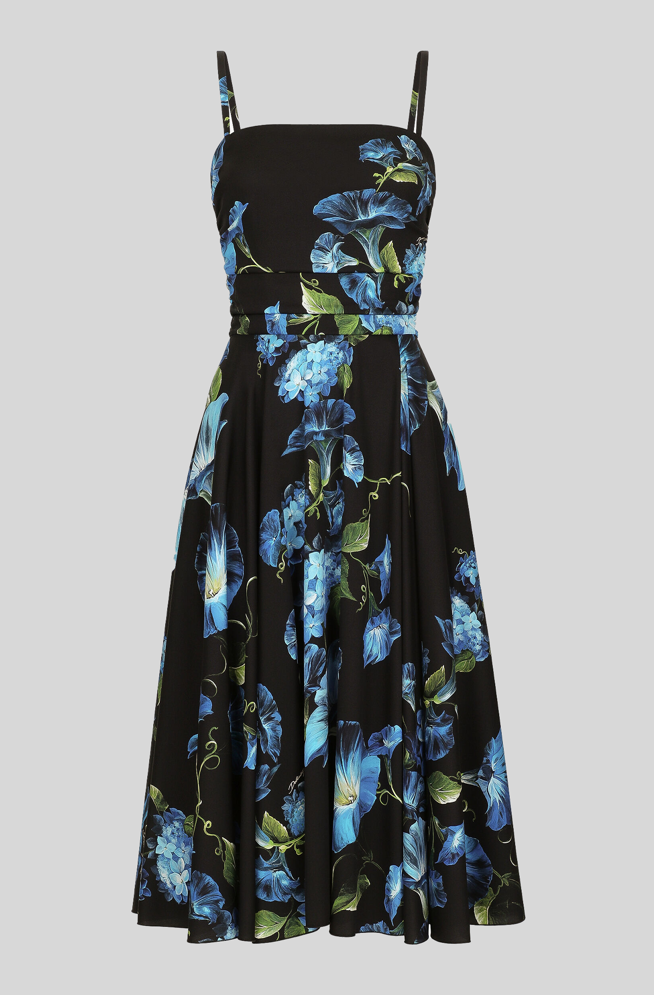 CHARMEUSE DRESS WITH BLUEBELL PRINT