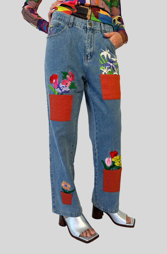 JEAN EN DENIM POTS DE FLEURS ALL OVER