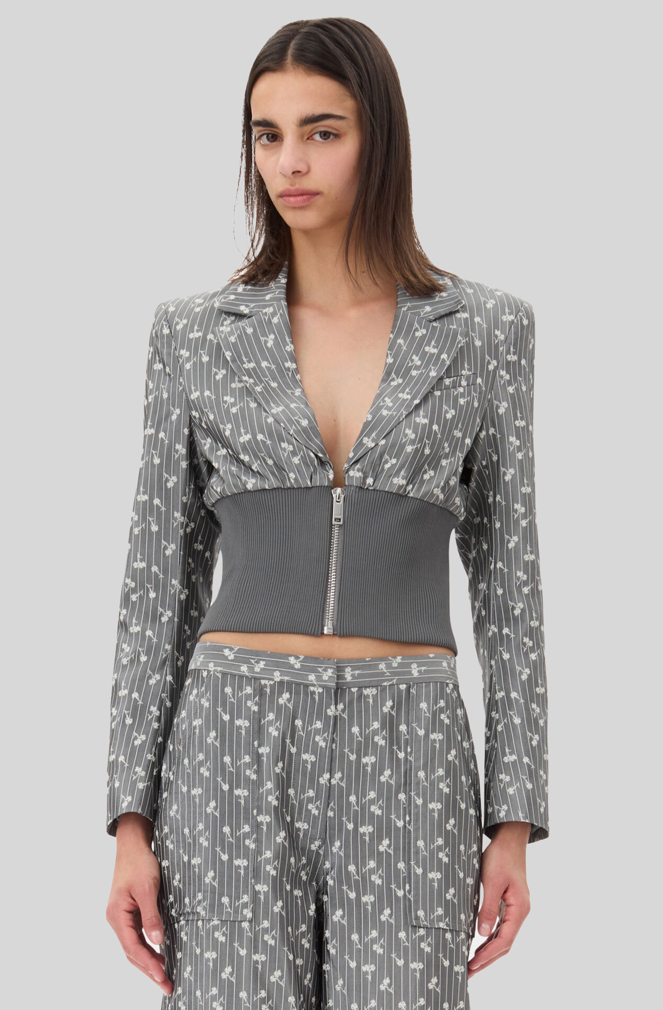 JACQUARD CROPPED BLAZER