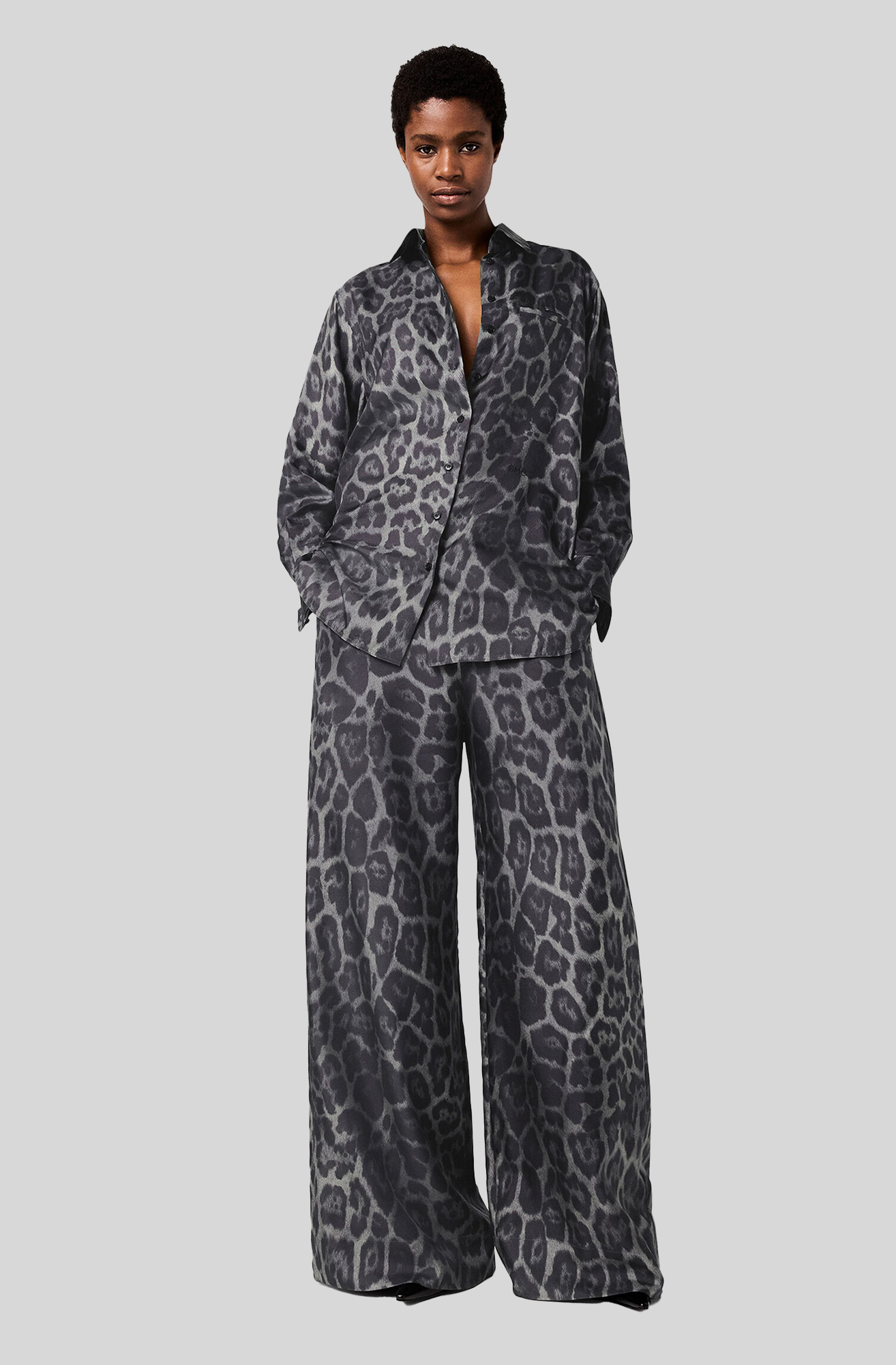 DRAWSTRING LEOPARD PRINT TROUSERS
