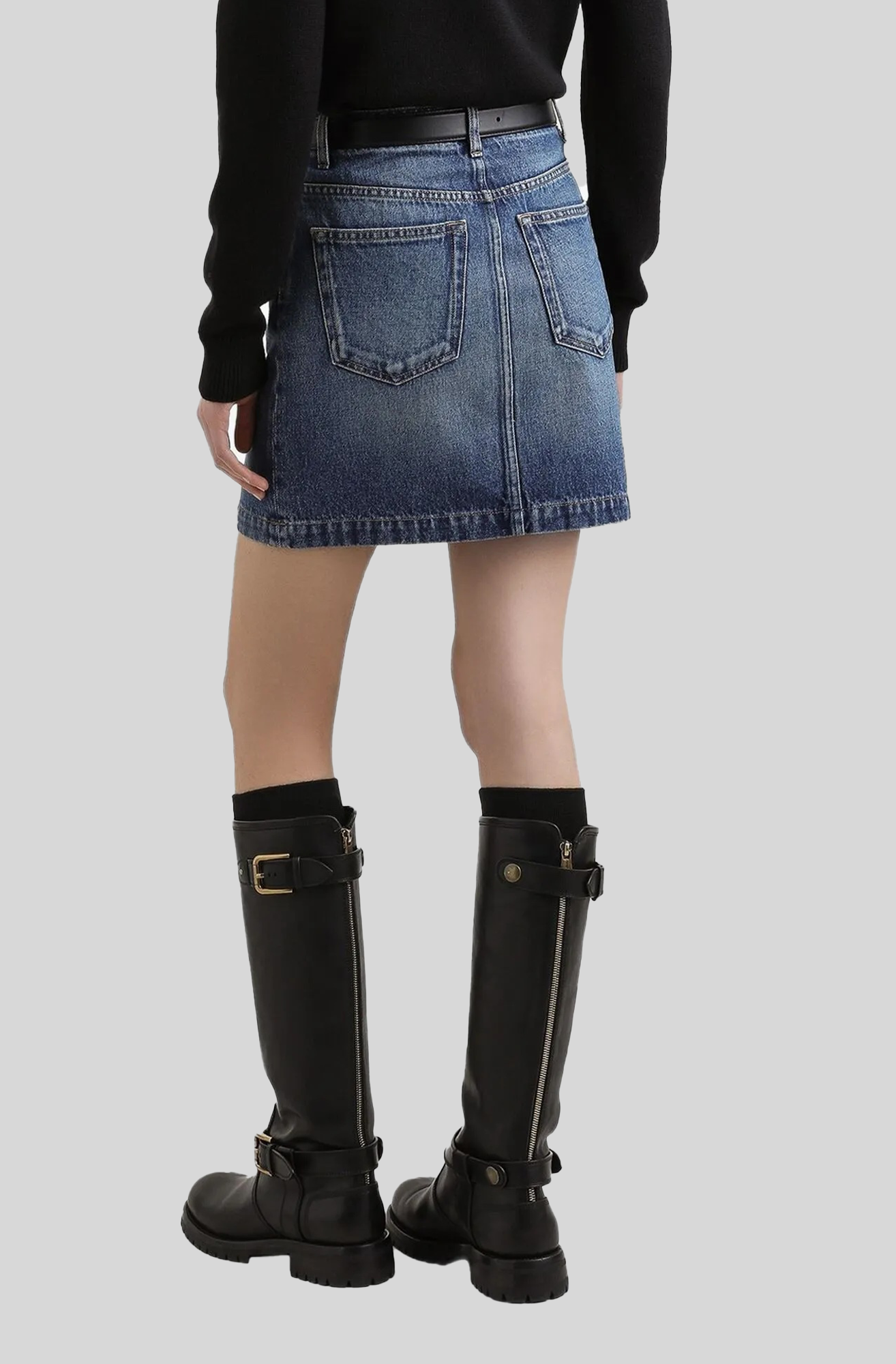 Dolce and Gabbana Denim Mini Skirt with Charm Details