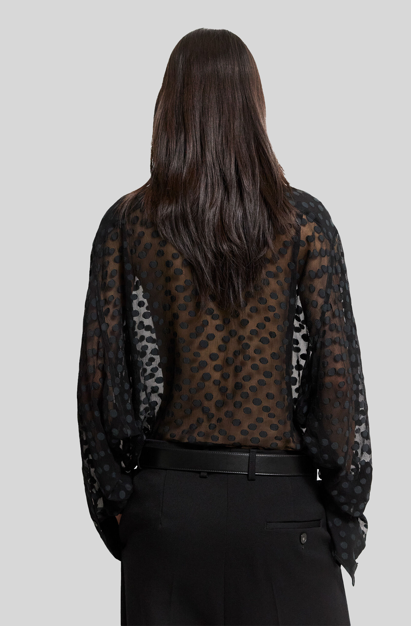 SHEER POLKA DOT CHIFFON SHIRT