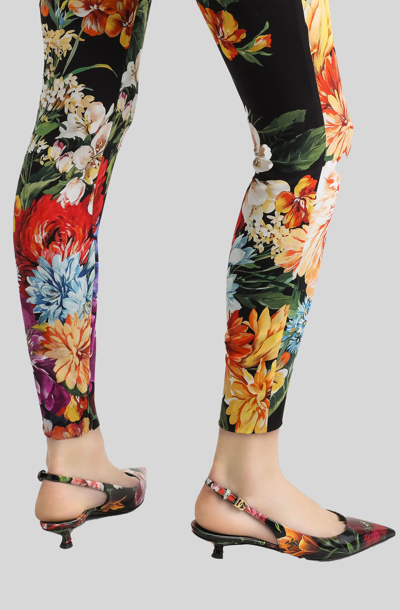 FLOWER BOUQUET-PRINT CHARMEUSE PANTS