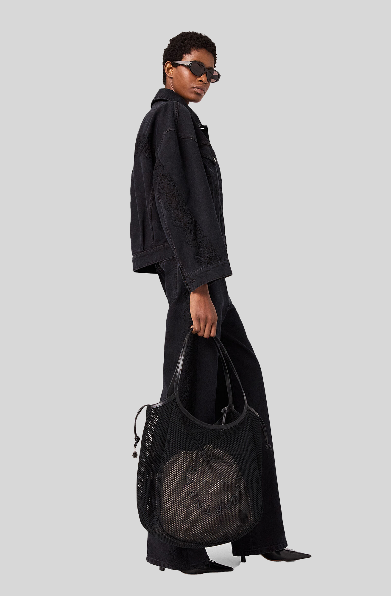 LACE PANELLED DENIM JACKET