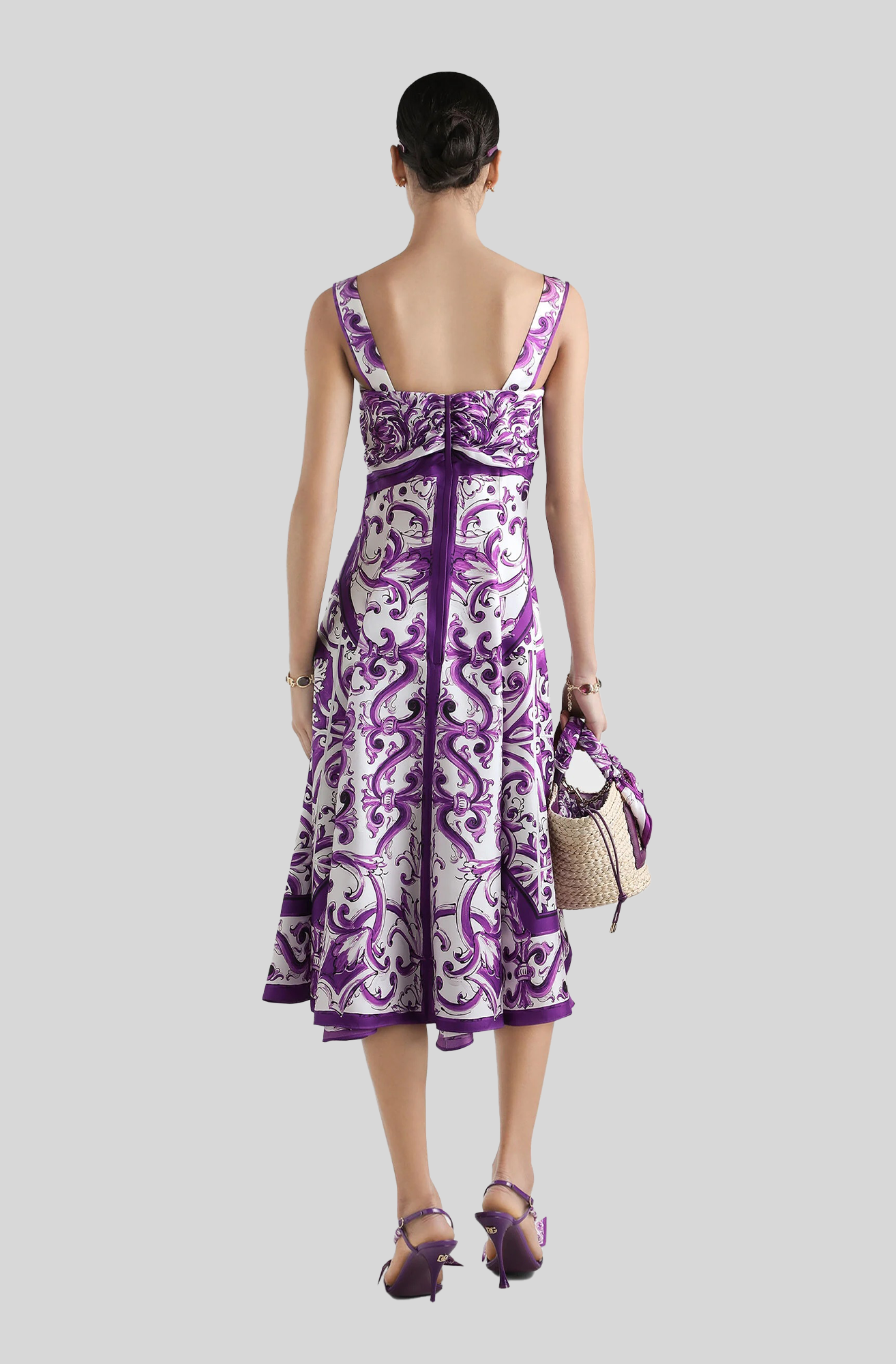 MAJOLICA-PRINT SILK TWILL DRESS