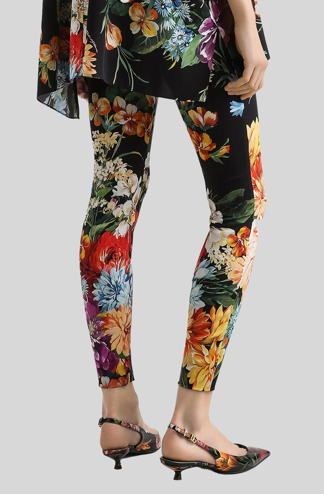 FLOWER BOUQUET-PRINT CHARMEUSE PANTS