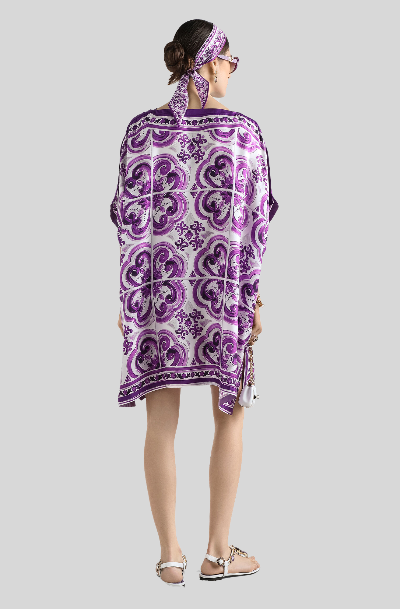 MAJOLICA-PRINT TWILL CAFTAN DRESS