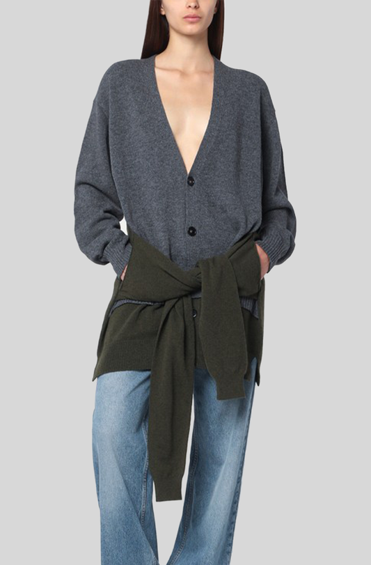 DOUBLE SLEEVE MIXED WOOL CARDIGAN