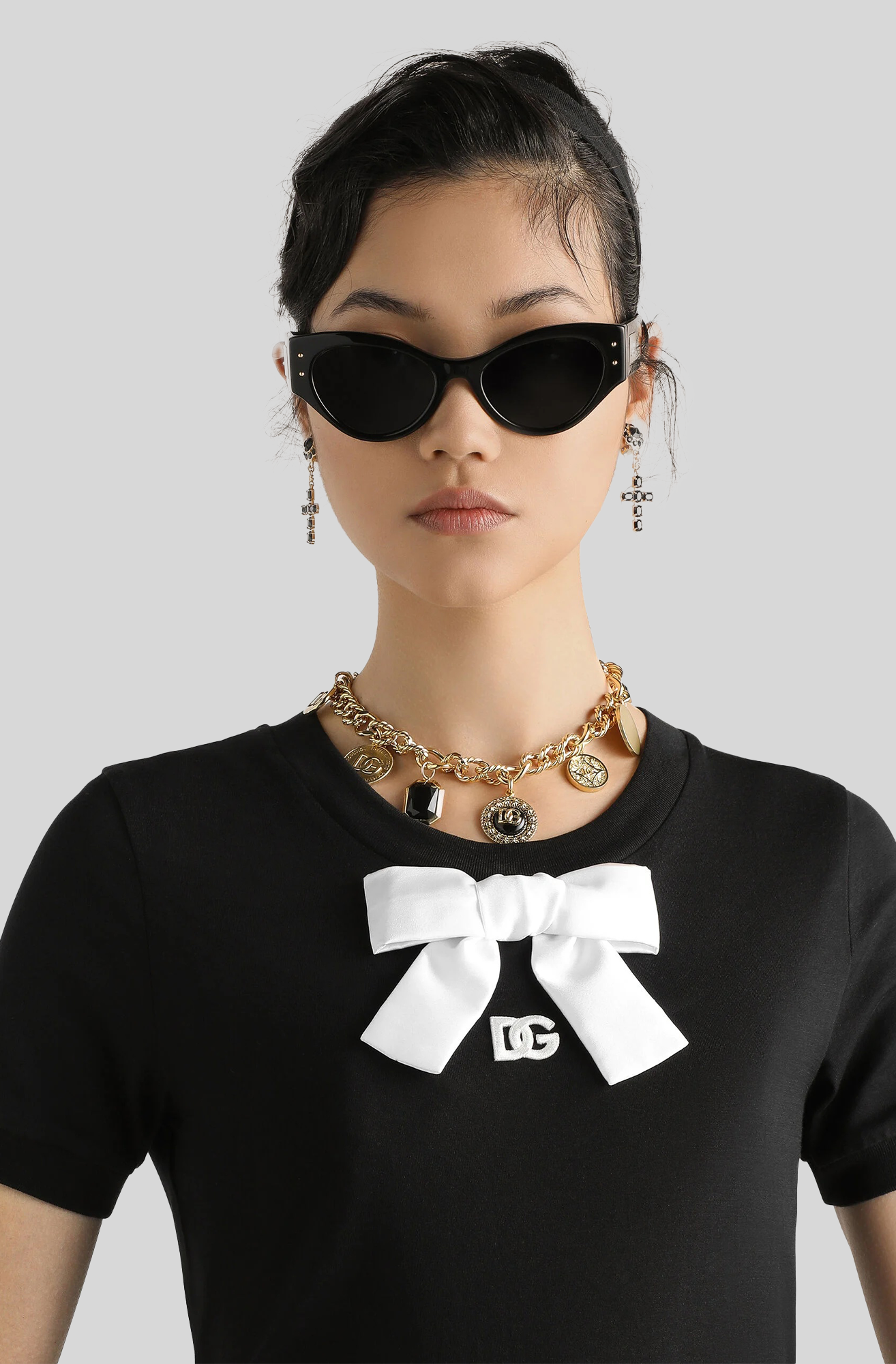 JERSEY T SHIRT WITH EMBROIDERY AND BOW