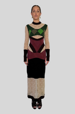 Load image into Gallery viewer, REGENERATED LOZENGE KNIT FITTED DRESS
