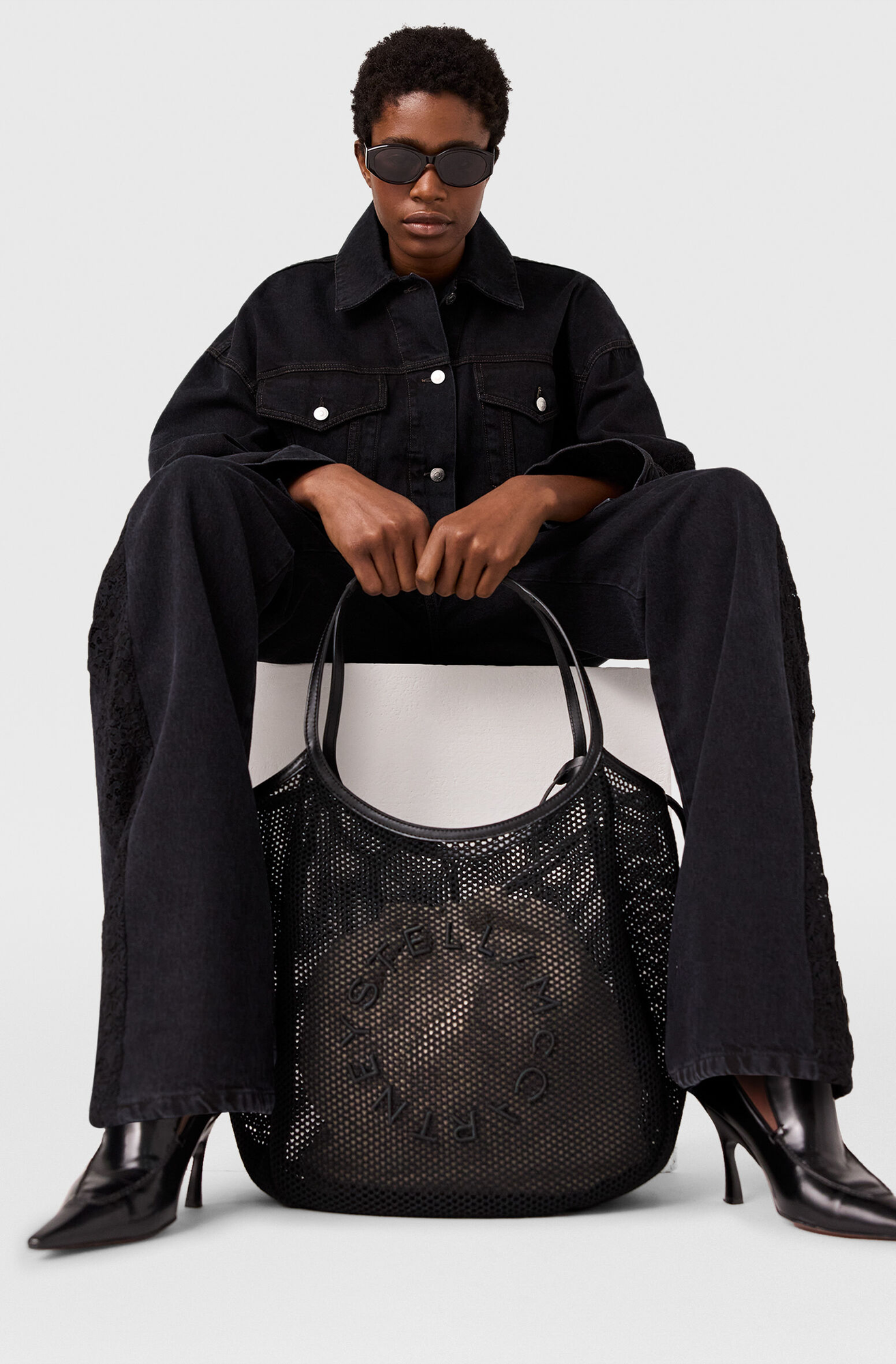 LACE PANELLED DENIM JACKET