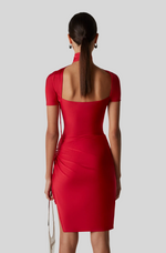 Load image into Gallery viewer, ASYMMETRIC DRAPED JERSEY DRESS
