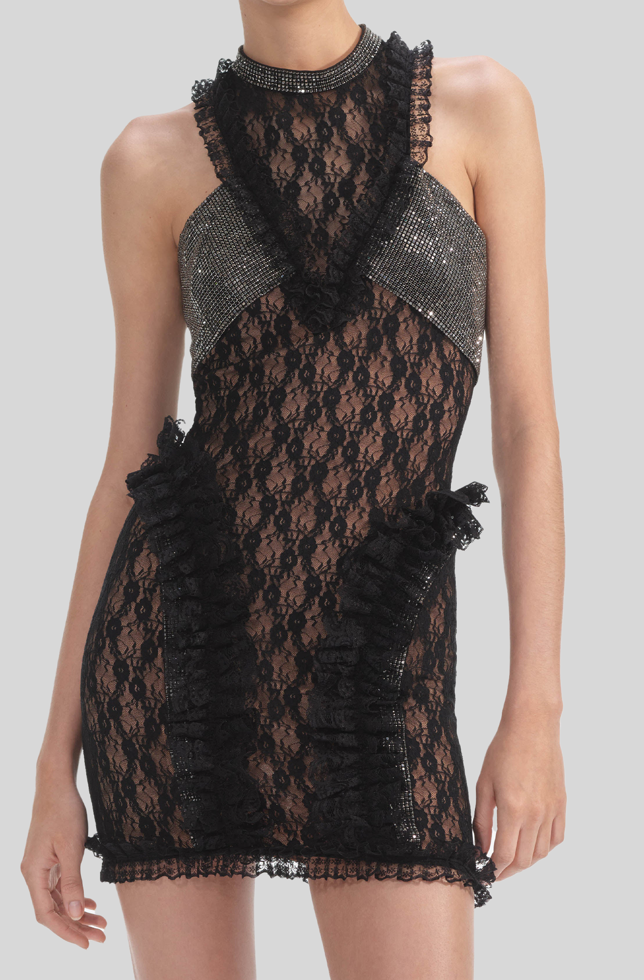 LACE CRYSTAL MINI DRESS