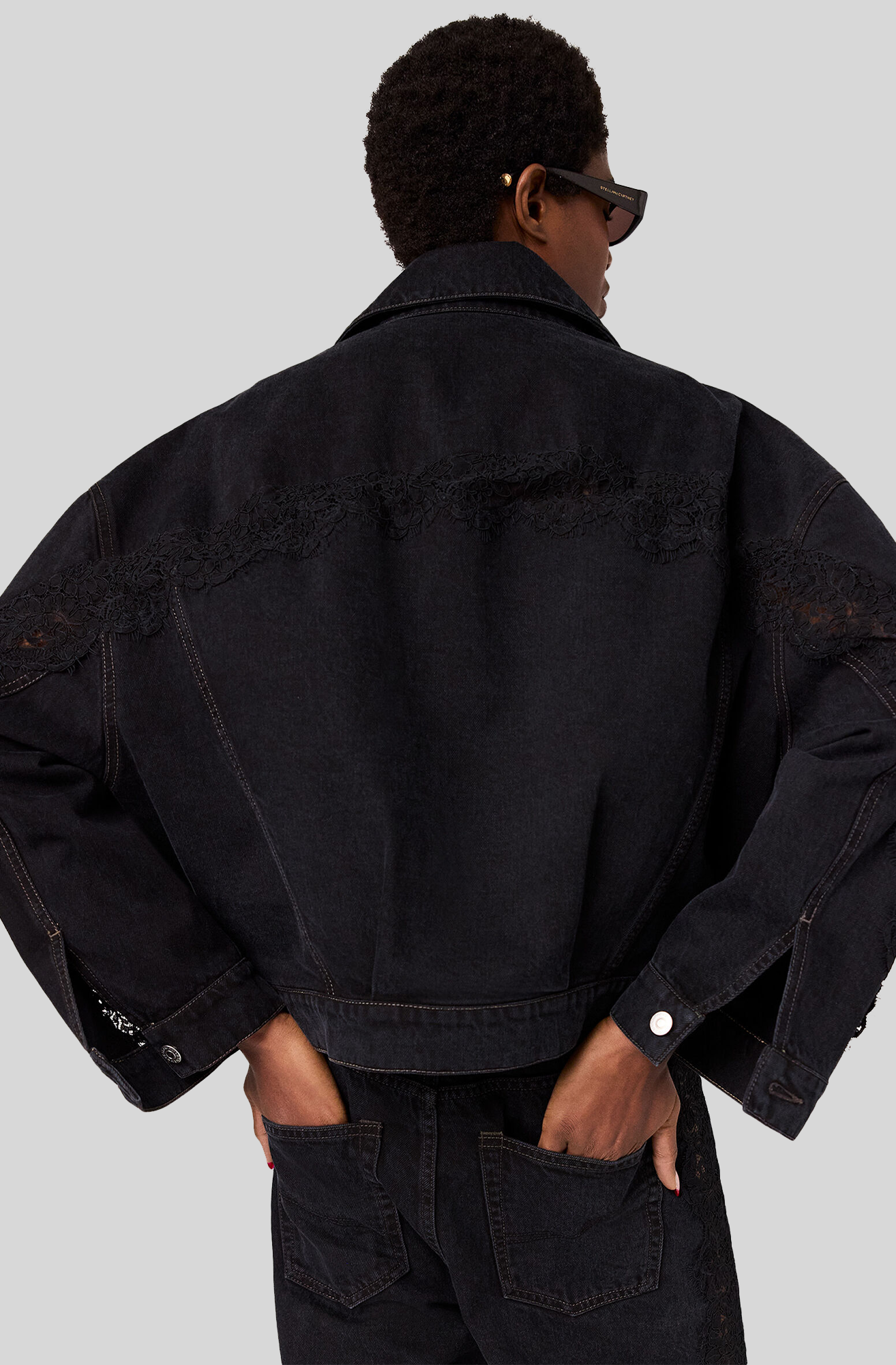 LACE PANELLED DENIM JACKET
