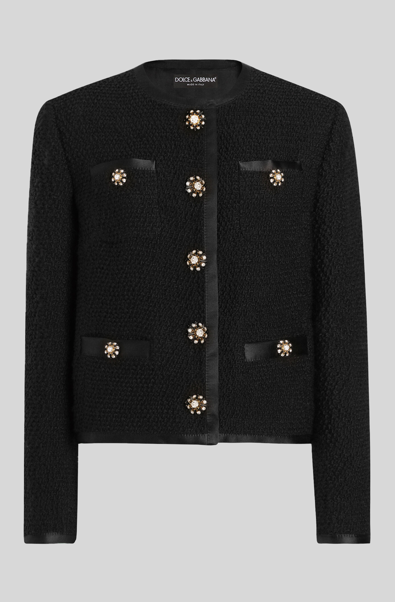 Dolce and Gabbana Cropped Single-Breasted Bouclé Tweed Dolce and Gabbana Cropped Single-Breasted Bouclé Tweed