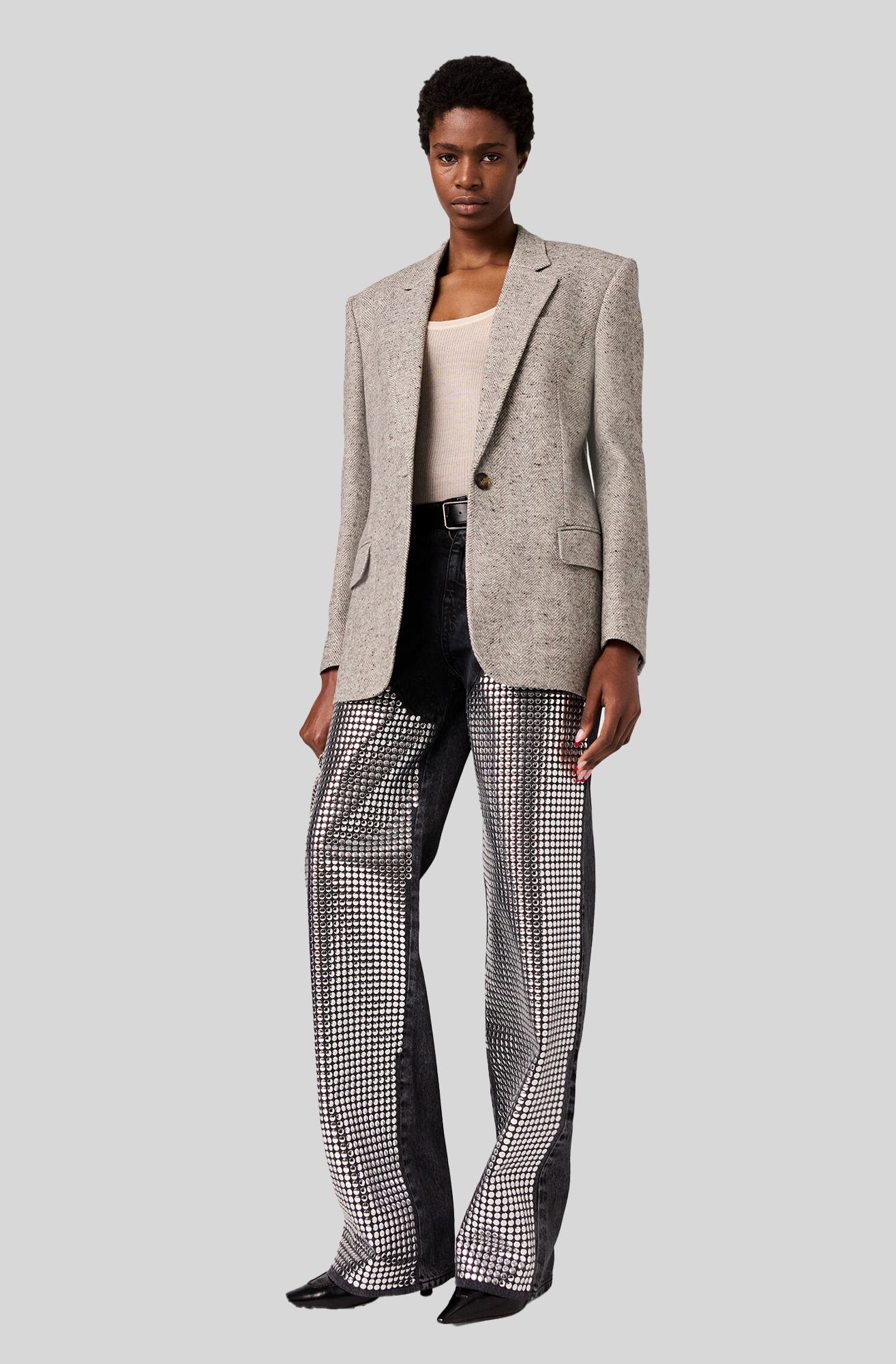 HERRINGBONE SINGLE BREASTED JACKET