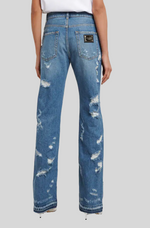 Load image into Gallery viewer, WIDE LEG DISTRESSED JEAN
