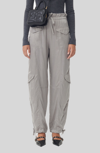 GREY WASHED SATIN TROUSERS