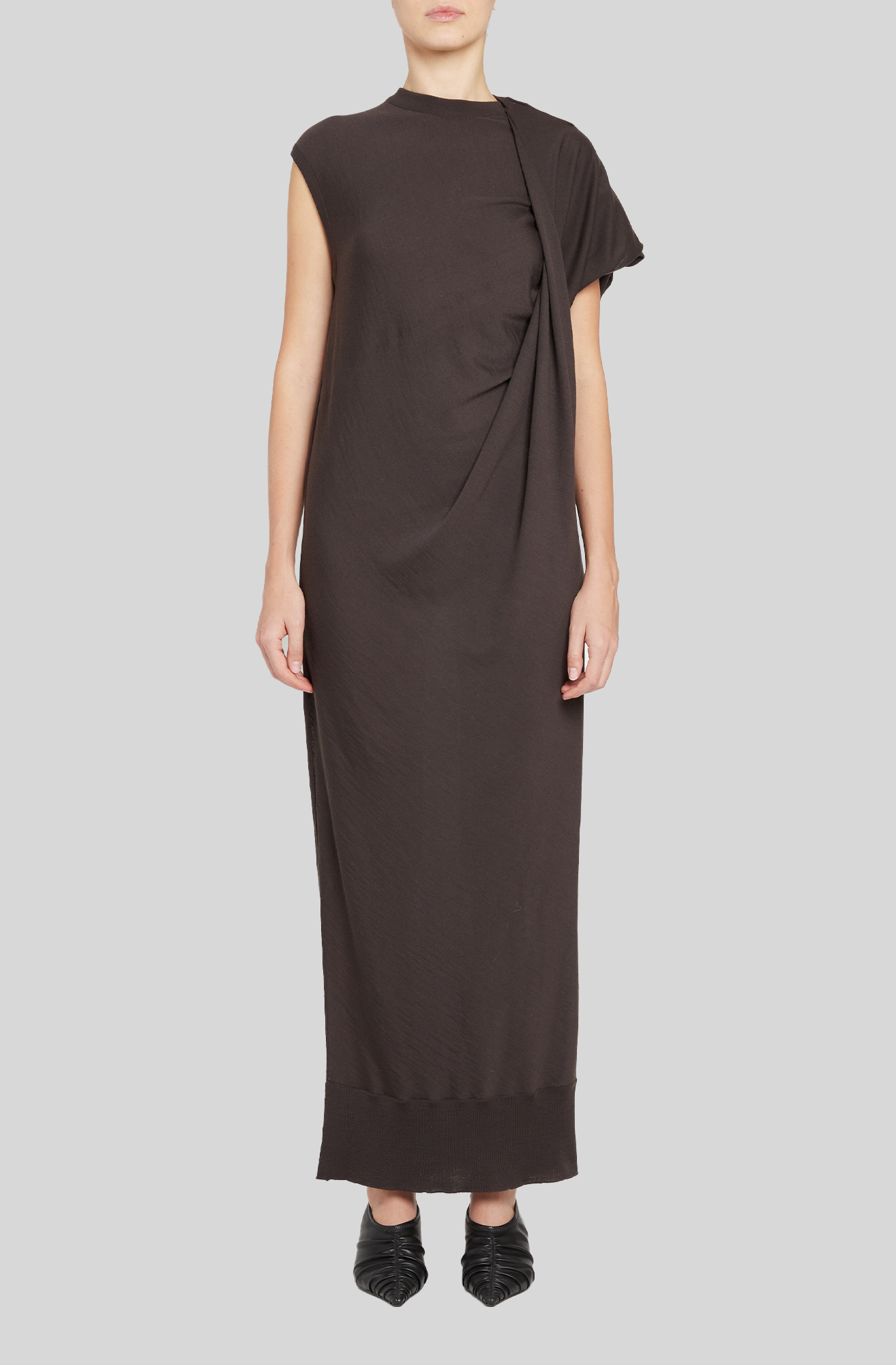 ASYMMETRIC DRAPE MAXI DRESS