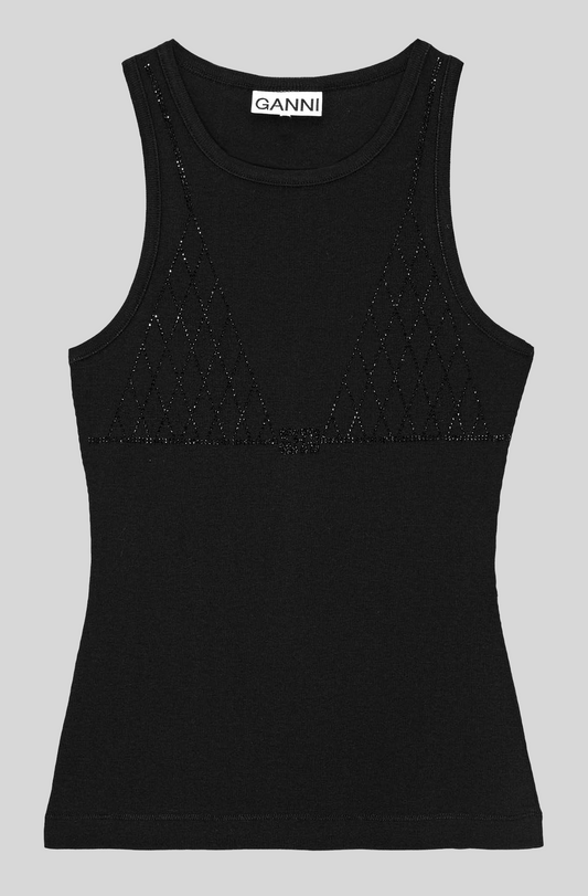 RIB RHINESTONE TANK TOP