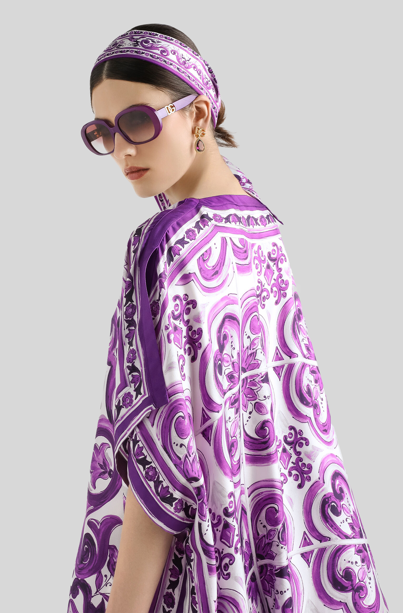 MAJOLICA-PRINT TWILL CAFTAN DRESS