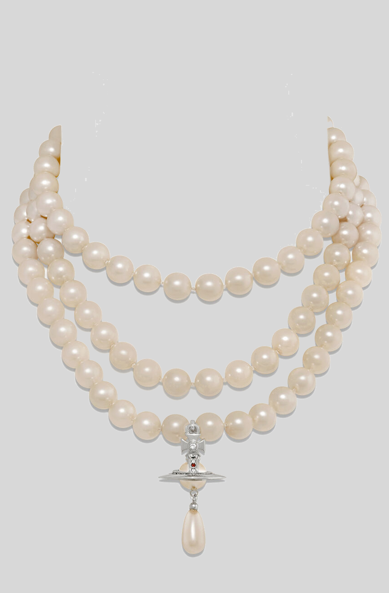 THREE ROW PEARL DROP CHOKER