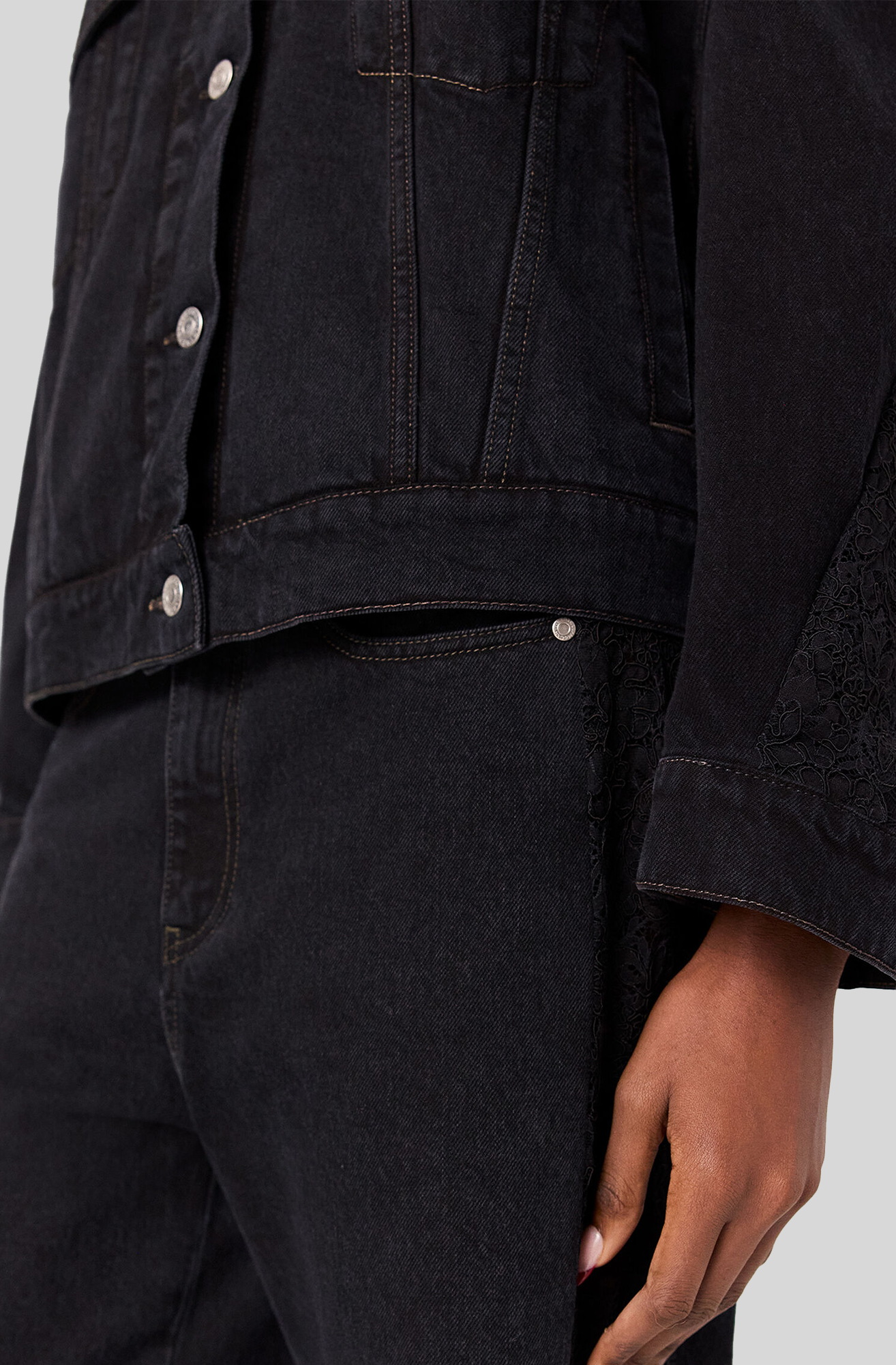 LACE PANELLED DENIM JACKET