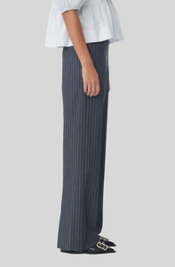 STRETCH STRIPED MID WAIST TROUSERS