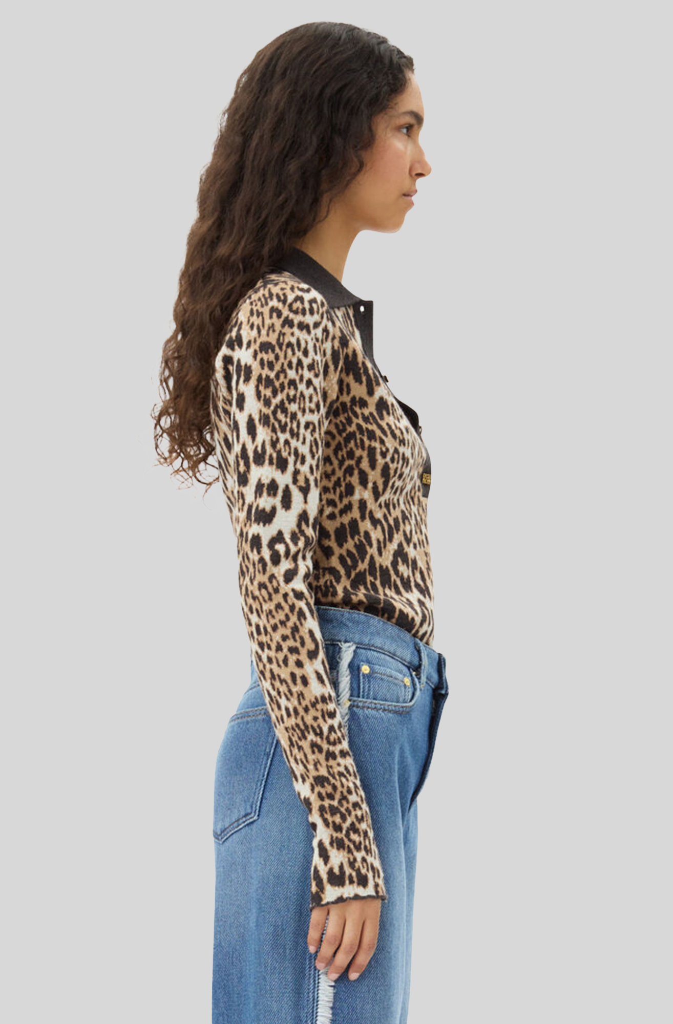 LEOPARD KNITTED POLO SHIRT