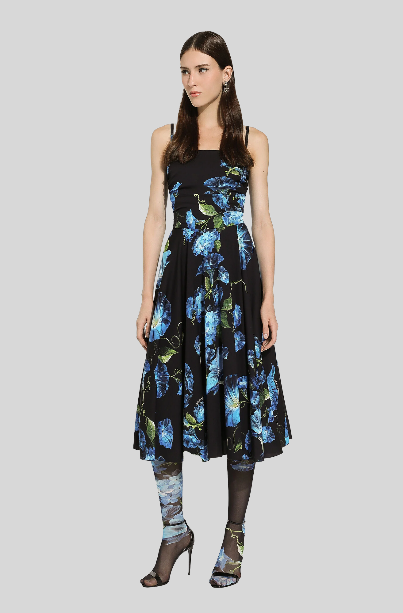CHARMEUSE DRESS WITH BLUEBELL PRINT