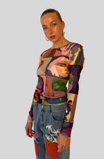 Load image into Gallery viewer, FACES PRINTED MESH SHIRT

