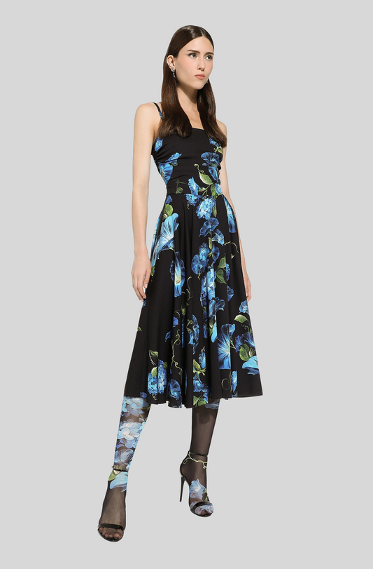 CHARMEUSE DRESS WITH BLUEBELL PRINT