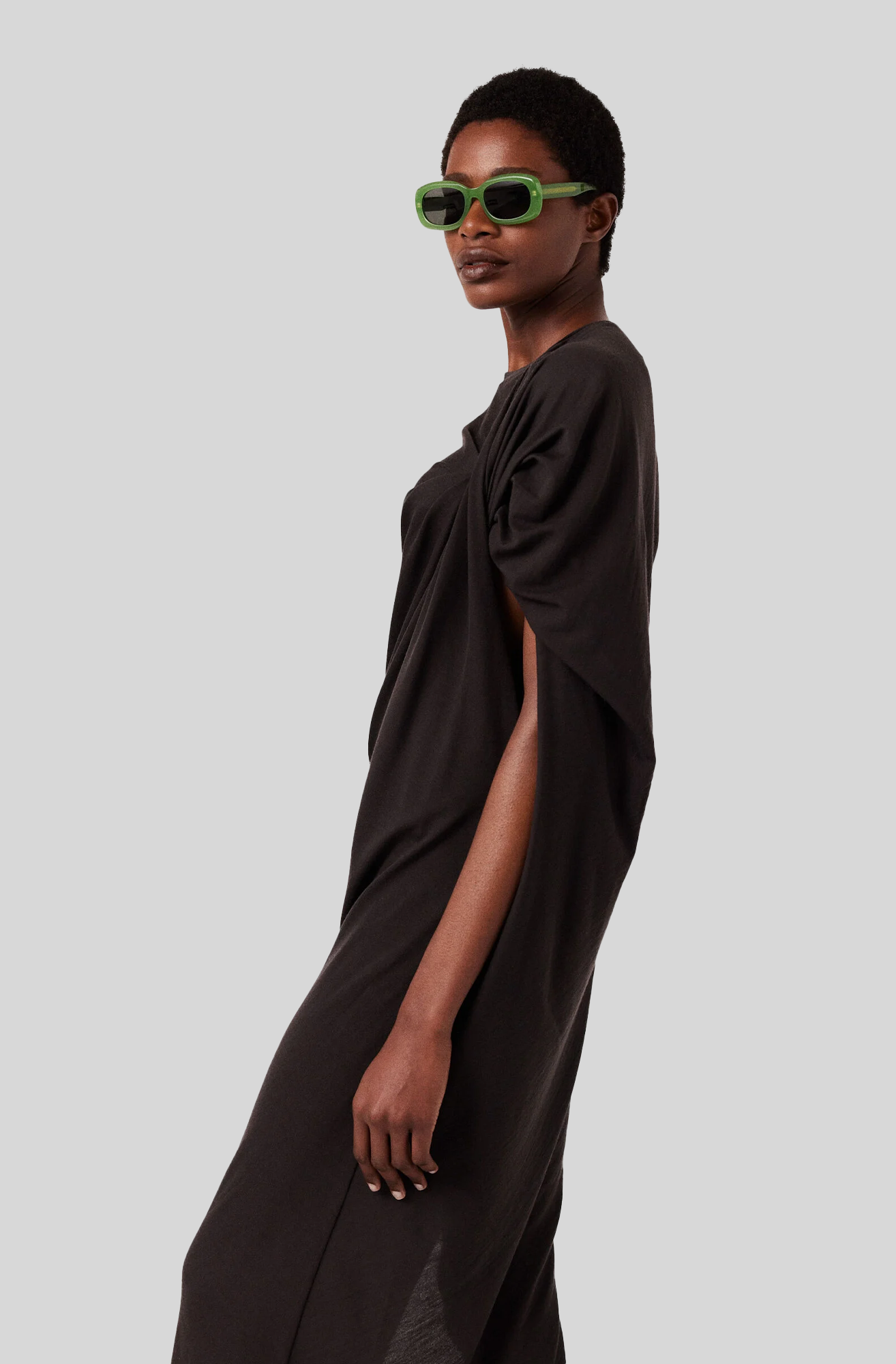 ASYMMETRIC DRAPE MAXI DRESS