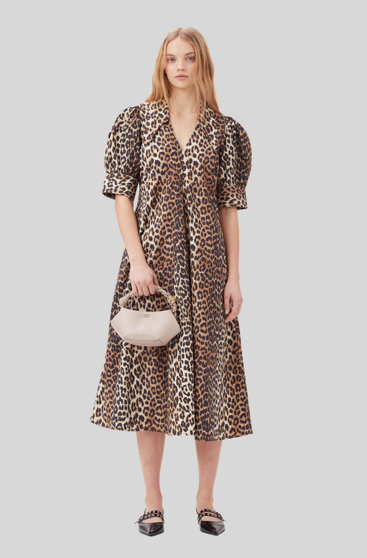 LEOPARD V-NECK MAXI DRESS