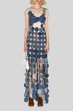 Load image into Gallery viewer, UPCYCLED DENIM MULTICIRCLE DRESS
