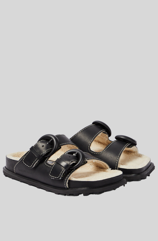 VEGETABLE TANNED LEATHER SLIDE SANDAL