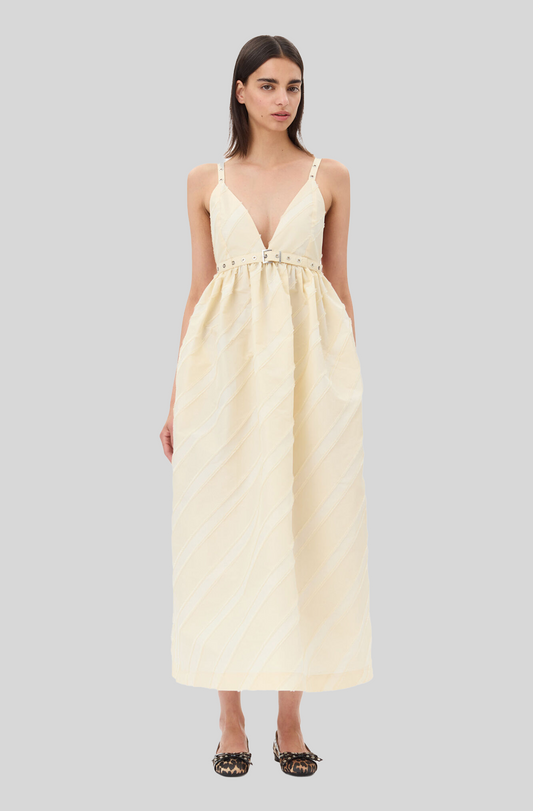 STRIPE TAFFETA STRAP DRESS